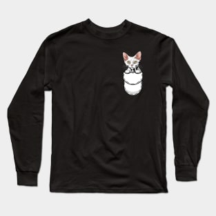 Funny Devon Rex Pocket Cat Long Sleeve T-Shirt